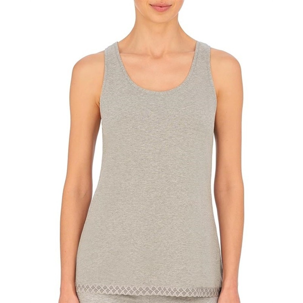 NWT Natori L Bliss Cotton Tank Top 788058 Lace Edge 121482